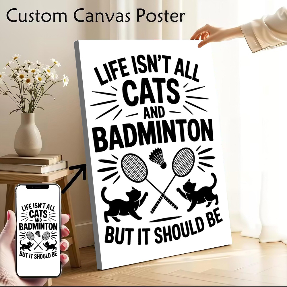 Badminton Quotes Funny - Kediler ve Badminton Komik Alıntı Kanvas